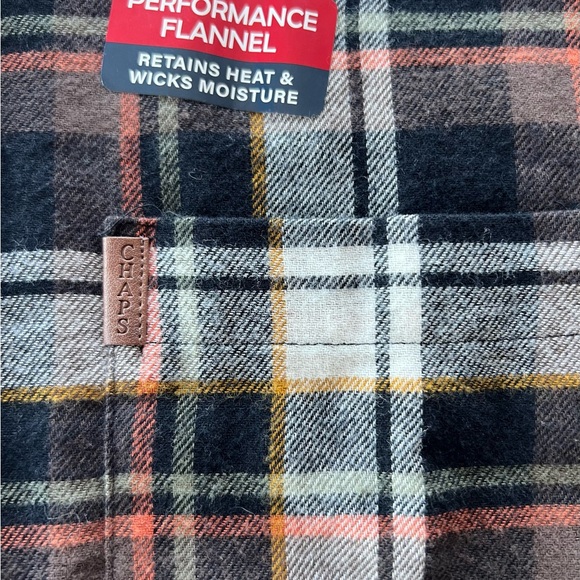 Chaps performance flannel button down in navy plaid - Picture 3 of 10